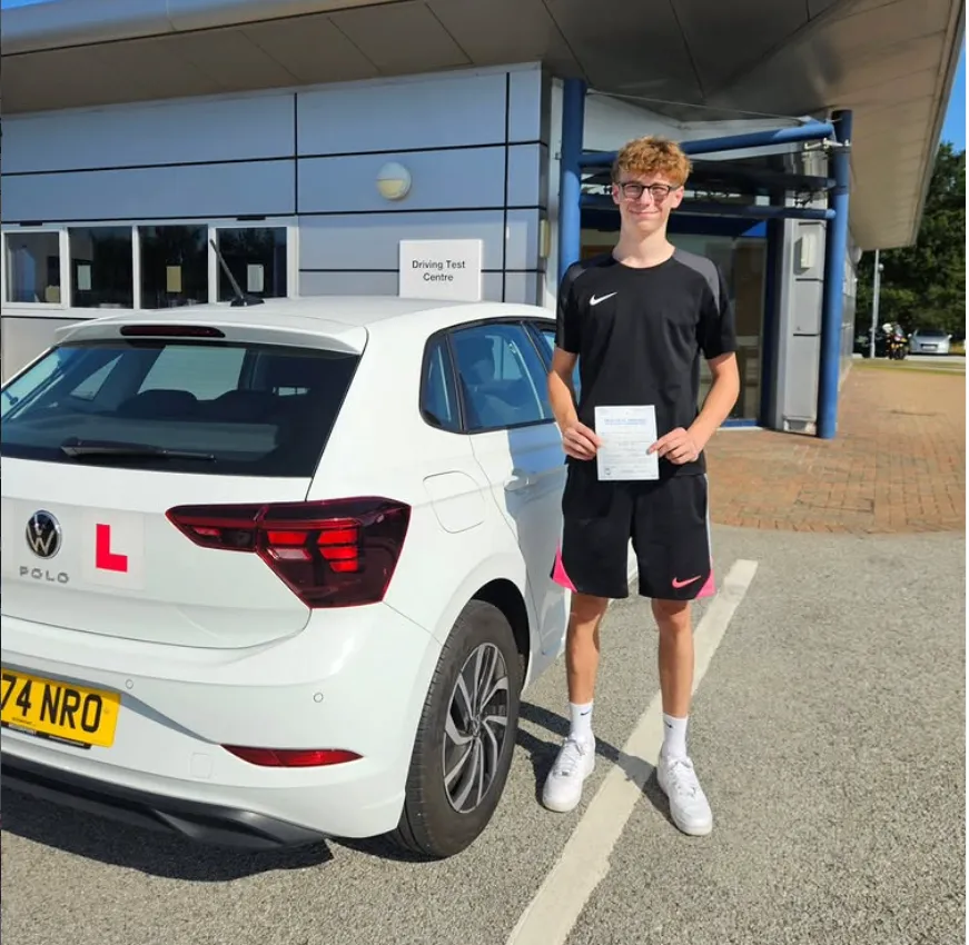 Happy student passing driving test